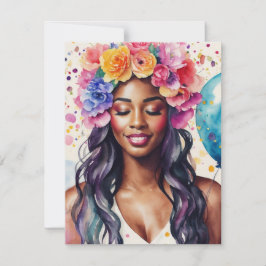 Convites Bonito Mulher Negra Colorida Partido dos Balões
