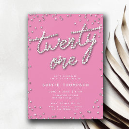 Convites Bonito na aniversário de 21 anos Elegante Rosa Rhi