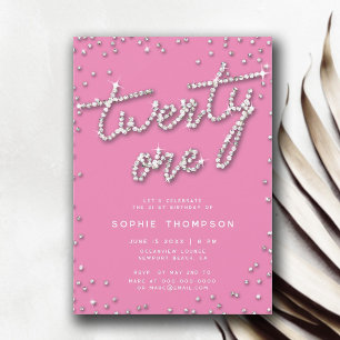 Convites Bonito na aniversário de 21 anos Elegante Rosa Rhi