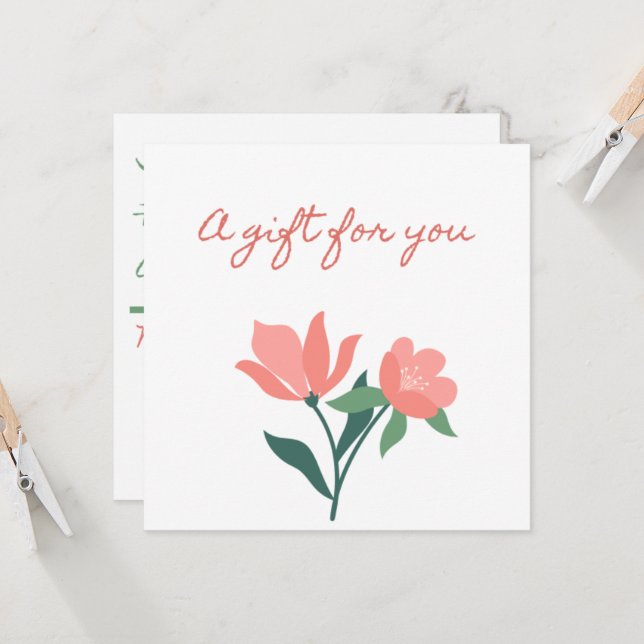 Convites Bonito no Certificado de Presente de Flor Rosa (Frente/Verso In Situ)