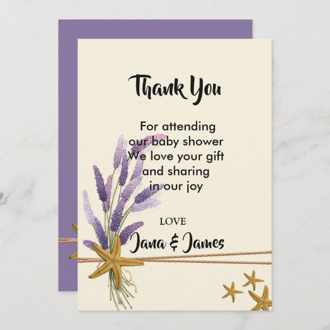 Convites bonito obrigado de peixe-estrela (Frente/Verso)