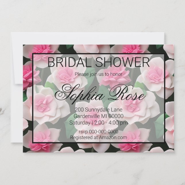 Convites Bonito padrão floral cor-de-rosa boho verde (Frente)