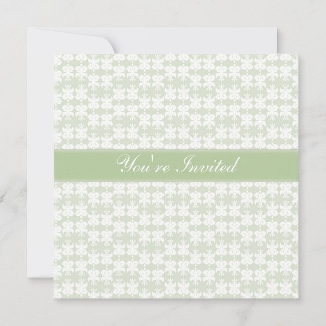 Convites Bonito padrão verde pálido (Frente)