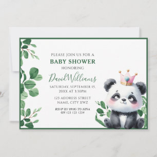 Convites Bonito Panda Verde Sexo Chá de fraldas Neutro