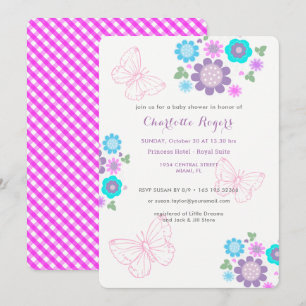 Convites Bonito Pastel Butterflies Floral Posy Chá de fral
