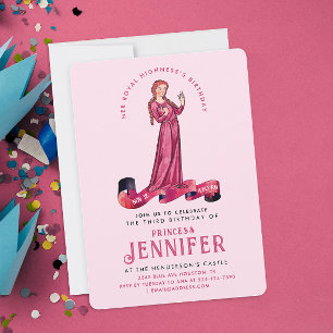 Convites Bonito Pastel Rosa Princesa Fairytala Encantada