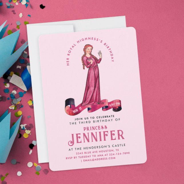 Convites Bonito Pastel Rosa Princesa Fairytala Encantada (Criador carregado)