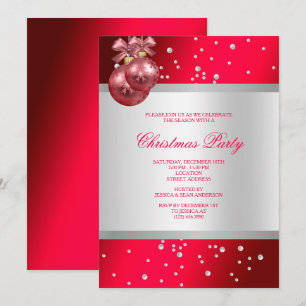 Convites Bonito Pérolas de Prata Fuchsia Natal