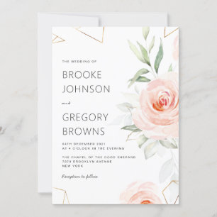 Convites Bonito Pink Shades de Casamento Geométrico de Blus