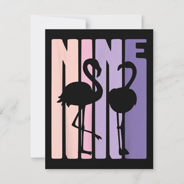 Convites Bonito presente de aniversário I Flamingo I 9 anos (Frente)