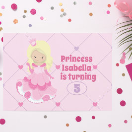 Convites Bonito Princesa Meninas Rosa Festa de aniversário