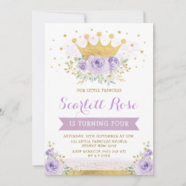 Convites Bonito Purple Lilac Princess Dourada Crown Anivers