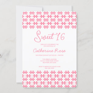 Convites Bonito, Rosa E Quebra-cabeça Branco, Cheio De Doce