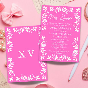 Convites Bonito rosa Fiesta Talavera Quinceanera