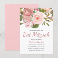 Bonito Rosa, Flores Rosa Douradas, Bat Mitzvah Con