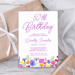 Convites Bonito Roxo Adulto de Flor Selvagem 60º Aniversári<br><div class="desc">Uma bonito fronteira de flores silvestres decora o fundo deste convite para o aniversário de 60 anos. Flores roxas, azuis, amarelas e alaranjadas criam um design colorido e feliz para celebrar esse aniversário marco. A caligrafia roxa moderna e simples acrescenta um toque de tendência para mantê-la fresca. O fluxo de...</div>