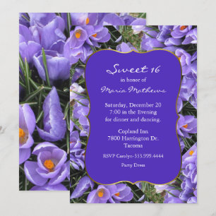 Convites Bonito Roxo Crocus Sweet 16 Aniversário