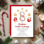 Convites Bonito Snowman de Troca de Biscoitos de Natal<br><div class="desc">Convite Personalizado De Bolachas De Natal Fofo Para Troca De Neve.</div>