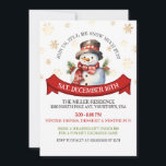 Convites Bonito Snowman Dourado Festa de Natal em Floco de<br><div class="desc">Bonito Snowman Dourado Flocos de Neve,  Convite de festas de Natal.</div>