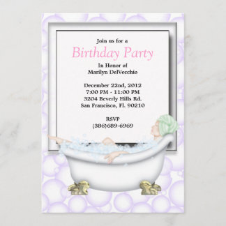 Convites Bonito Spa Bath Massage e Beleza Party Invit