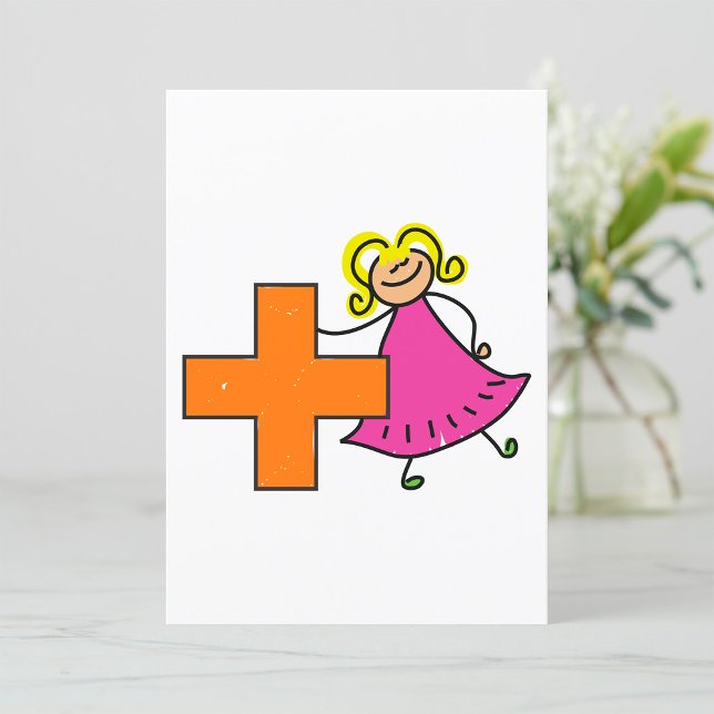 Convites Bonito Stick Figura Girl with Plus Sign (Criador carregado)