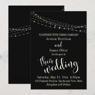 Convites Bonito Tipografia 30 Creme/Black 4 Casamento