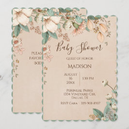 Convites Bonito Tipografia Floral Moderna Bebê