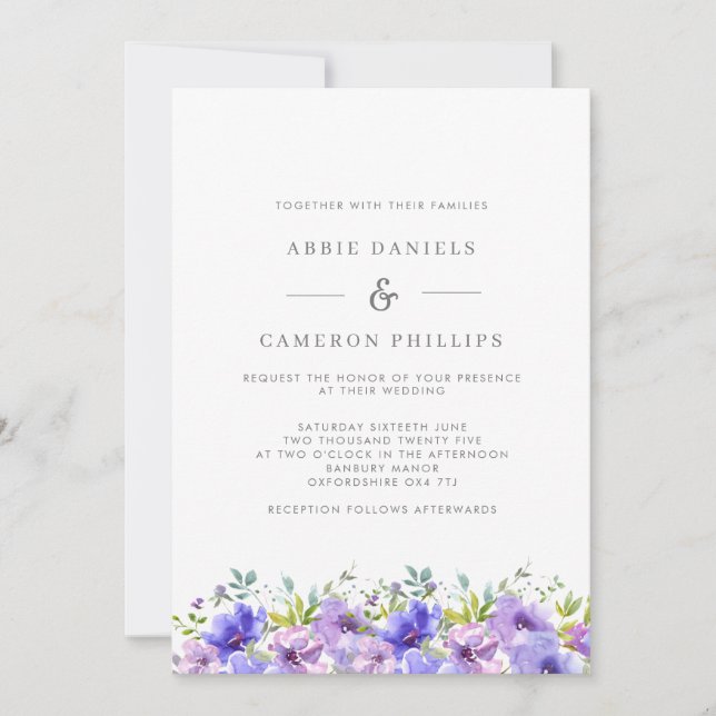 Convites Bonito Violet Floral Wreath Invitation (Frente)