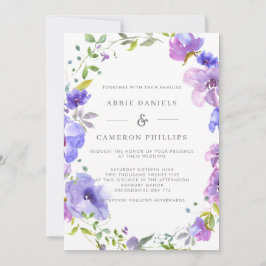 Convites Bonito Violet Floral Wreath Invitation