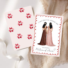 Convites Bonito “Você Será Minha Dama de Honra?” Cereja