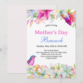 Convites Bonito Watercolor Floral White Dia de as mães Brun