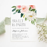 Convites Bonito Watercolor Flowers Garden Sweet 16 Party<br><div class="desc">Convide convidados para o seu evento com este convite de aniversário 16 doce e personalizável. Apresenta buquê floral de cor d'água de flores rosa e brancas e verde. Personalize este doce convite floral com dezesseis detalhes do seu evento. Este convite floral de aquarela é perfeito para eventos de primavera.</div>