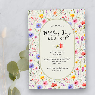 Convites Bonito Wildflower Modern Oval Dia de as mães Brunc