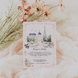 Convites Bonjour Baby! Parisian Watercolor Baby Shower