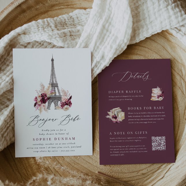 Convites Bonjour Bébé All in One Paris Chá de fraldas (Criador carregado)