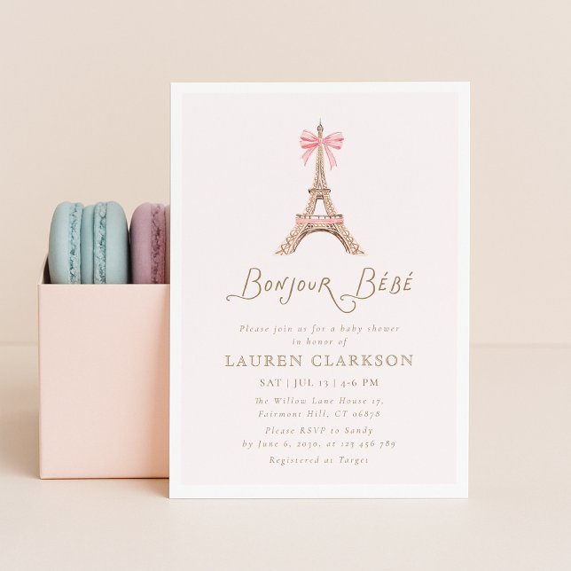Convites Bonjour Bebe Baby Shower Invitation (Criador carregado)
