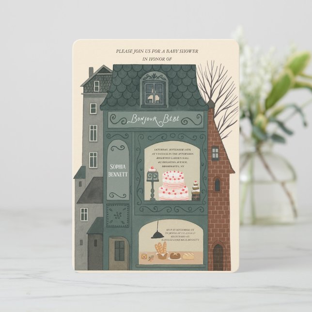 Convites Bonjour Bebe Baby Shower  Invitation (Criador carregado)