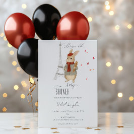 Convites Bonjour Bebe - Chá de fraldas francês do coelho