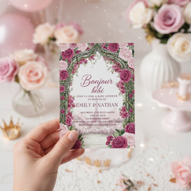 Convites Bonjour Bebe eiffel tower French chic baby Shower (Criador carregado)