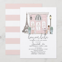 Bonjour Bébé French Paris Café Chá de fraldas Rosa