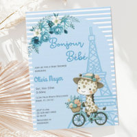 Bonjour Bebe French Paris Giraffe Blue Chá de fral