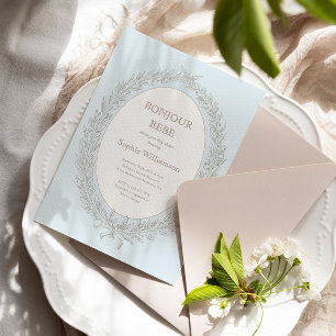 Convites Bonjour Bebe French Patisserie Blue Chá de fraldas