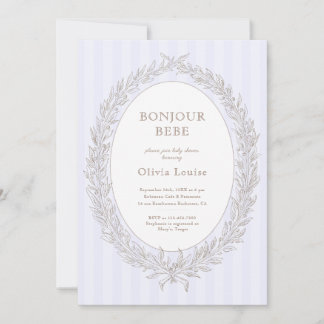 Convites Bonjour Bebe French Patisserie Chá de fraldas Lila