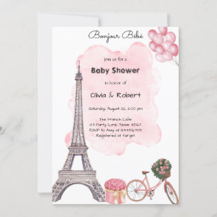 Convites Bonjour Bebê Paris Chuveiro de Bebê Francês Parisi