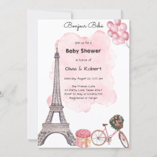 Convites Bonjour Bebê Paris Chuveiro de Bebê Francês Parisi