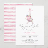 Bonjour Bebe Paris Eiffel Chá de fraldas Floral Ro
