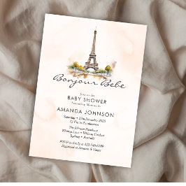 Convites Bonjour Bebe Paris Floral Chá de fraldas Francês
