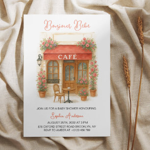 Convites Bonjour Bebe Paris French Café Chá de fraldas