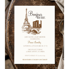 Convites Bonjour Bebe Torre Eiffel Paris Chá de Bebê