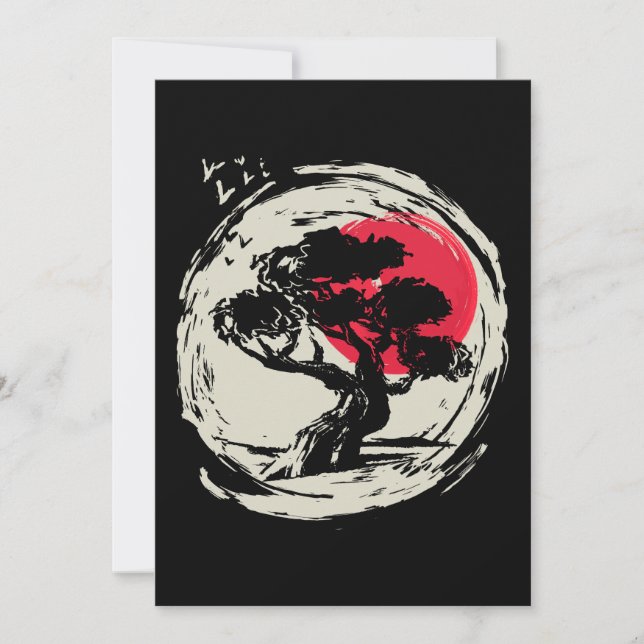 Convites Bonsai Art Japonês Sunset (Frente)